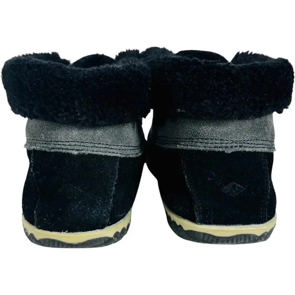 Sperry Top Sider Women's Elayna Duck Black Suede Sherpa Lined Boots Size 10